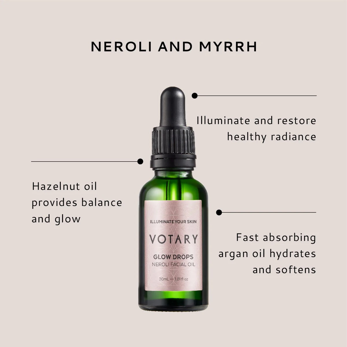 VOTARY Glow Drops - Neroli & Myrrh Facial Oil