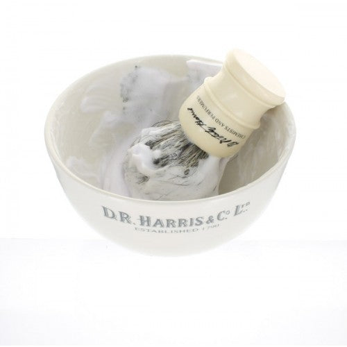 D R Harris Earthenware Shaving Bowl / in action