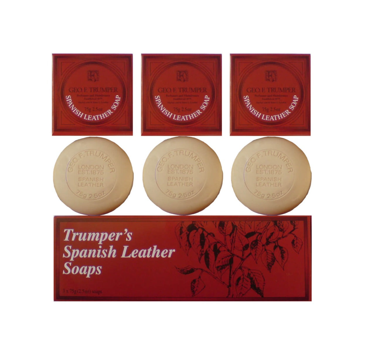 Geo F Trumper Spanish Leather Hand Soaps | 3 x 75g